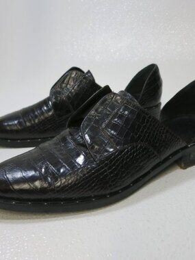 Frēda Salvador TASH D'ORSAY MOCCASIN Croco Embossed Leather Footwear Shoes Sz 9